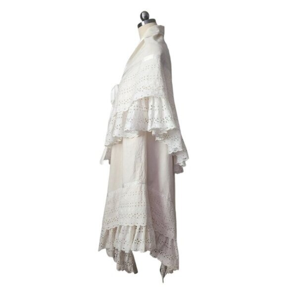 JOSEFA 70's Boho Bridal Eyelet Ruffle Folk Style Prairie dress with shawl/cape - Picture 8 of 16
